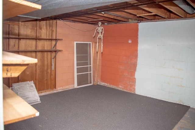 view of unfinished basement