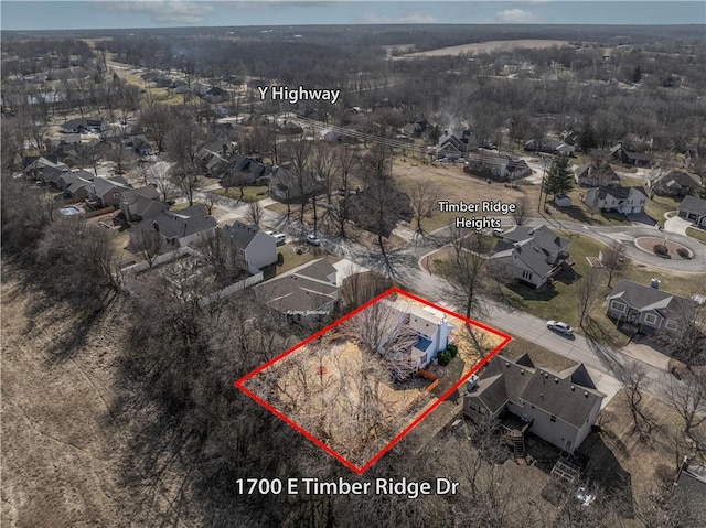 bird's eye view featuring a residential view