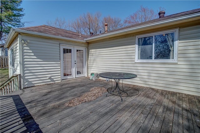 wooden deck with french doors