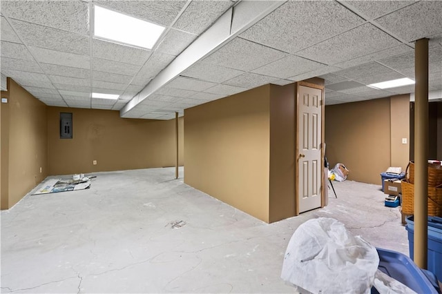 finished basement with a drop ceiling