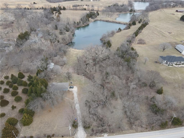 bird's eye view featuring a water view