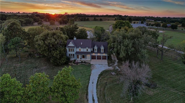 drone / aerial view with a rural view