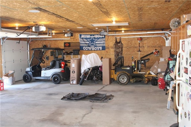 garage with a garage door opener