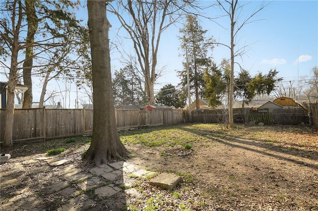 view of yard featuring a fenced backyard