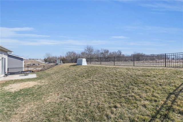 view of yard with a fenced backyard