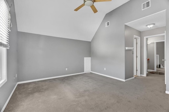 11705 E 86th Ter, Raytown, MO 64138 - additional living space featuring a ceiling fan, carpet flooring, lofted ceiling, and baseboards