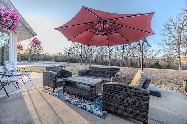 view of patio with an outdoor hangout area