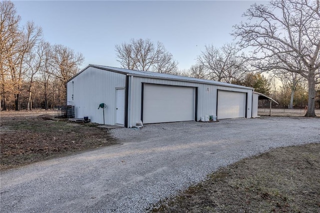 view of detached garage