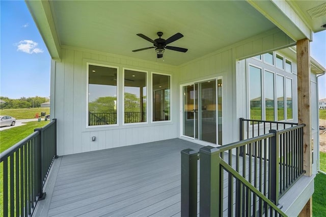 1518 NW 106th Ter, Kansas City, MO 64155 - wooden terrace with a ceiling fan