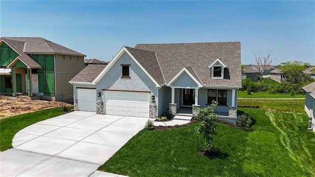 1518 NW 106th Ter, Kansas City, MO 64155 - view of front of house with an attached garage, concrete driveway, a front yard, and roof with shingles