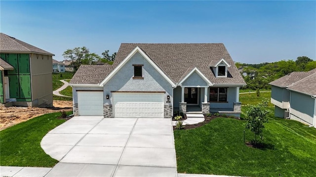 1518 NW 106th Ter, Kansas City, MO 64155 - craftsman house with a front yard, concrete driveway, a garage, and roof with shingles