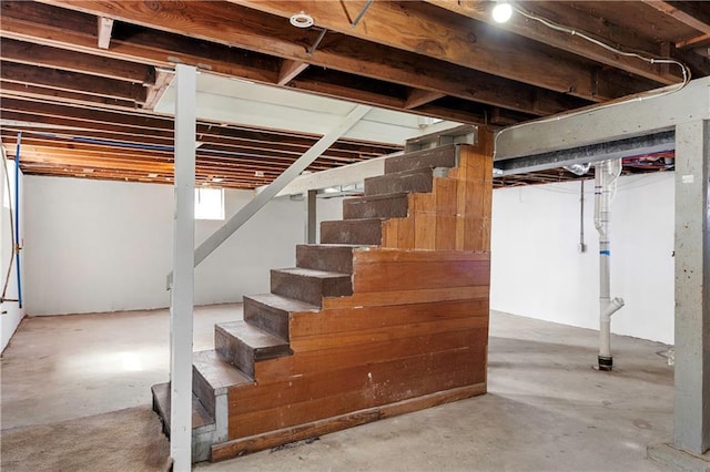 basement featuring stairway