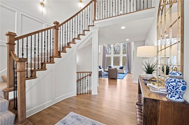 12745 N Larkspur Ln, Platte City, MO 64079 - stairs featuring wood finished floors and recessed lighting