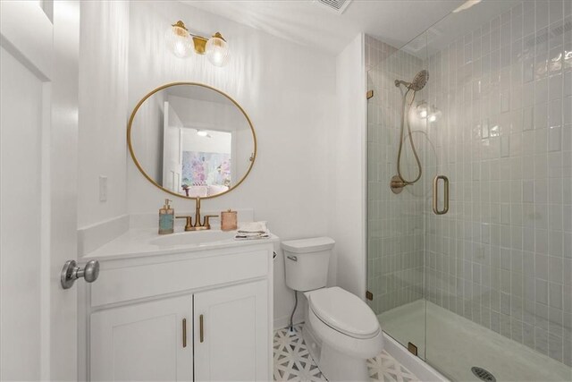 9010 N Denver Ave, Kansas City, MO 64156 - bathroom with toilet, a stall shower, and vanity