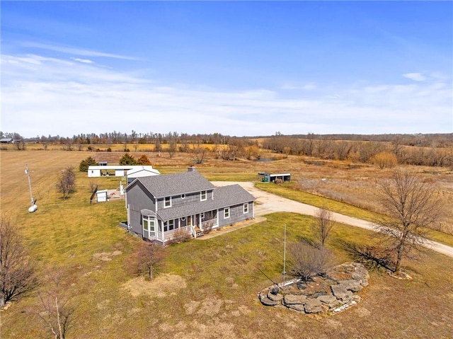 drone / aerial view featuring a rural view