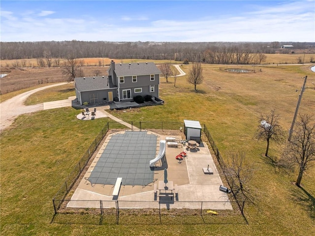 drone / aerial view with a rural view