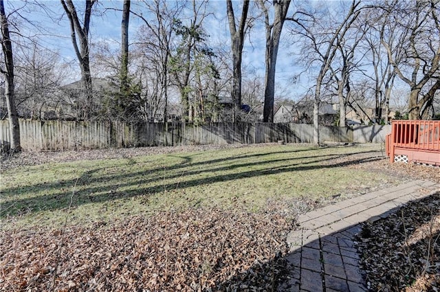 view of yard with a fenced backyard