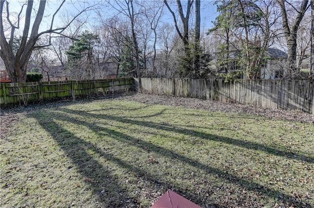 view of yard featuring a fenced backyard