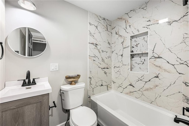 full bathroom featuring vanity, toilet, and bathtub / shower combination