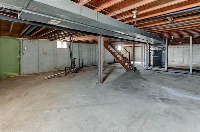 basement featuring stairway