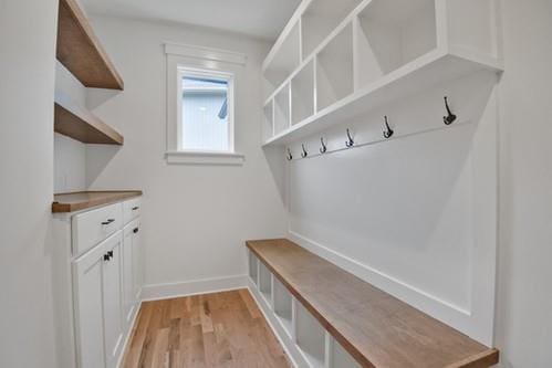 mudroom with light wood-type flooring