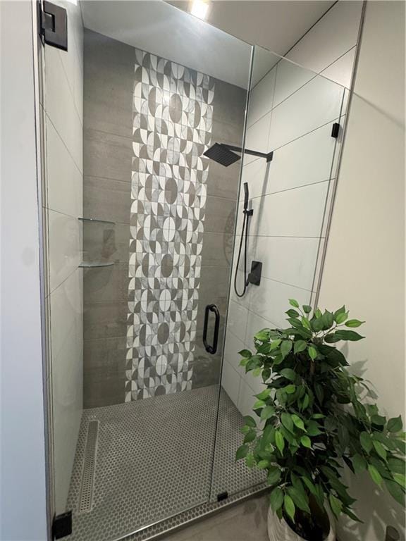 bathroom featuring a stall shower