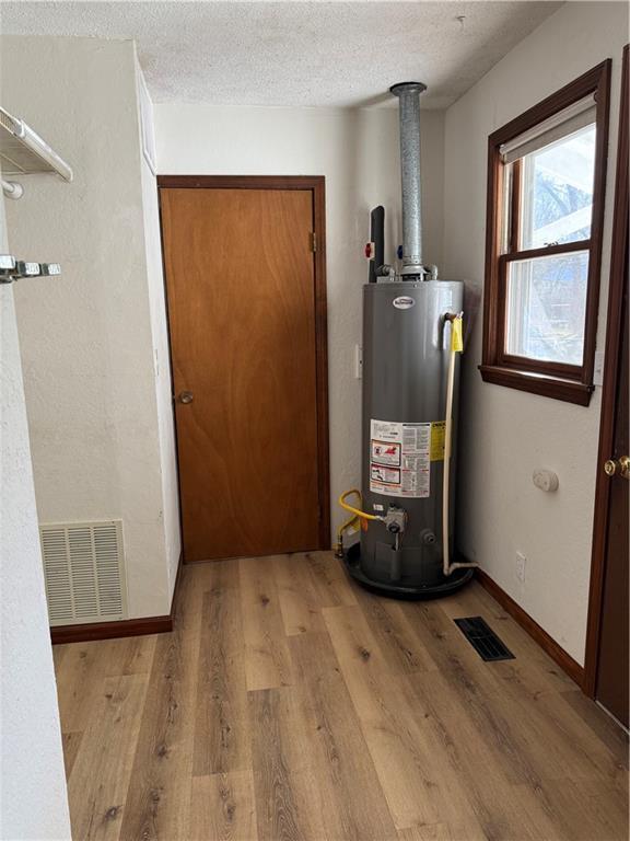 utility room with visible vents and water heater