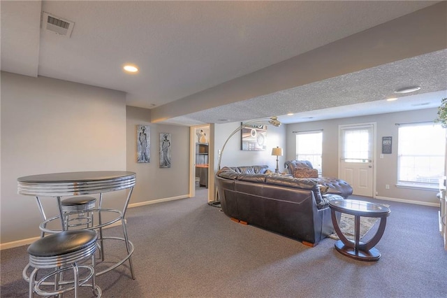 21212 E 52nd Street Ct, Blue Springs, MO 64015 - carpeted living area featuring visible vents, plenty of natural light, and baseboards
