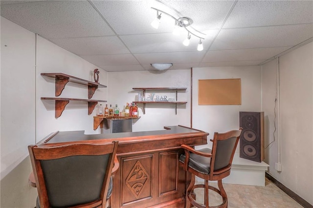 21212 E 52nd Street Ct, Blue Springs, MO 64015 - bar featuring a dry bar, a paneled ceiling, and track lighting