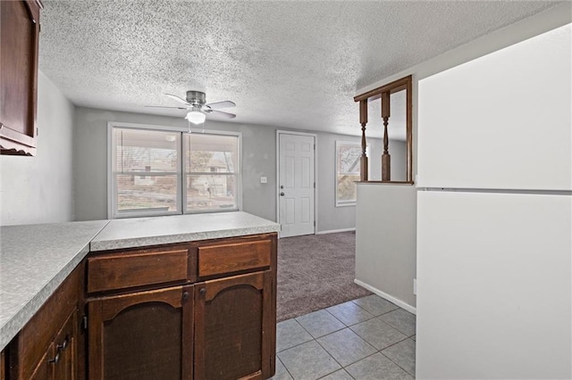 kitchen featuring light countertops, a ceiling fan, and a wealth of natural light