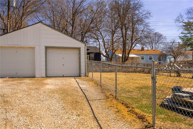 detached garage with fence