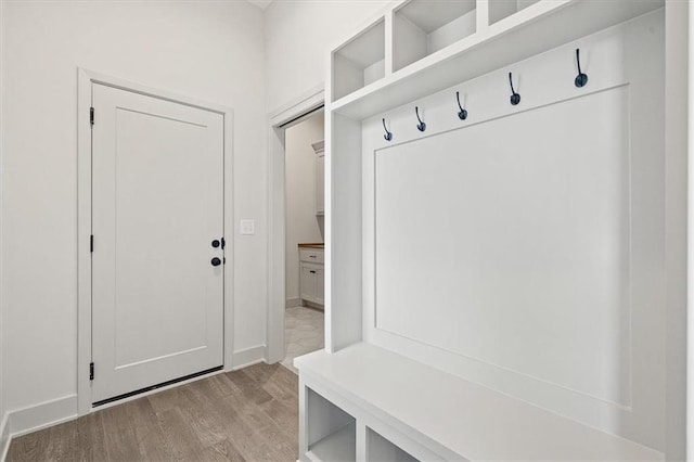 mudroom featuring light wood-style flooring