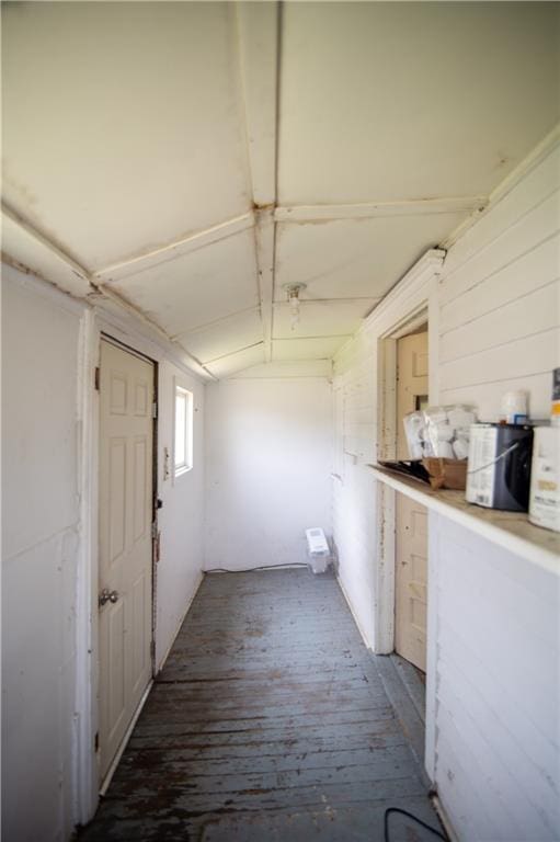 713 N 13th St, Atchison, KS 66002 - hall featuring hardwood / wood-style flooring and vaulted ceiling