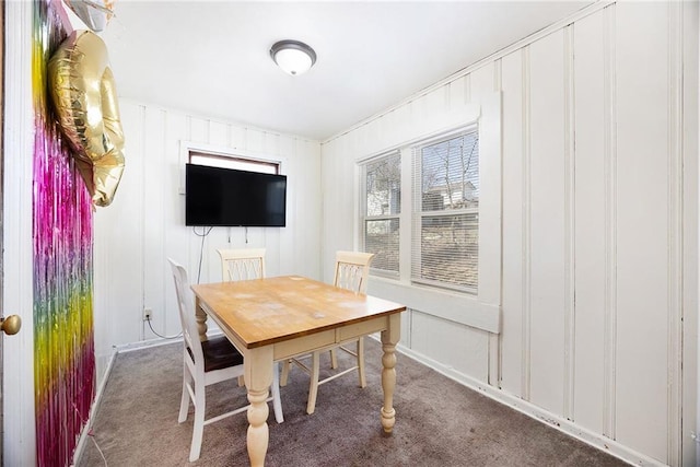 view of carpeted dining space