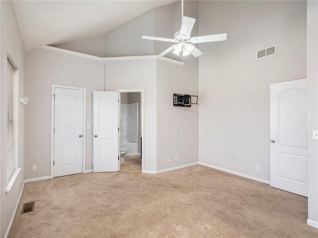 unfurnished bedroom with visible vents, baseboards, and carpet