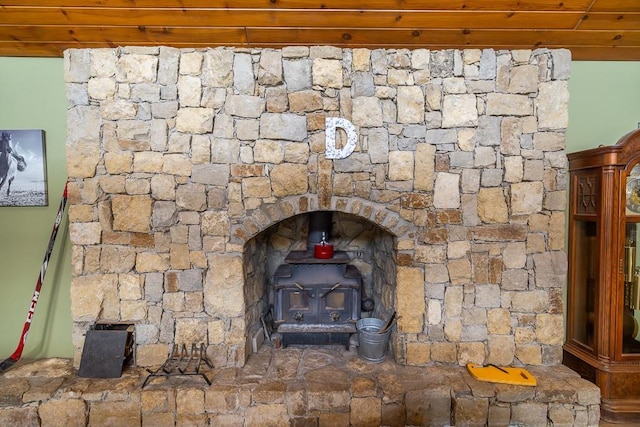 details featuring a wood stove