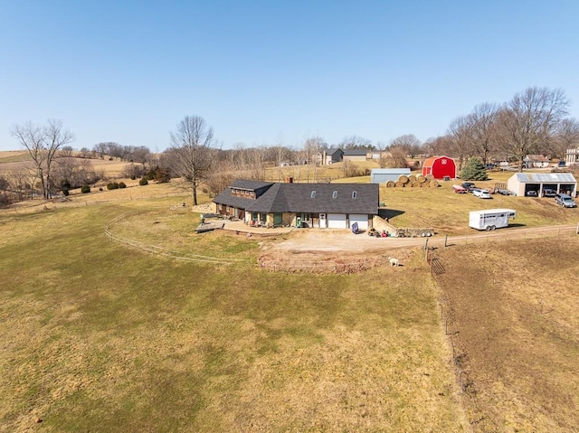 drone / aerial view with a rural view