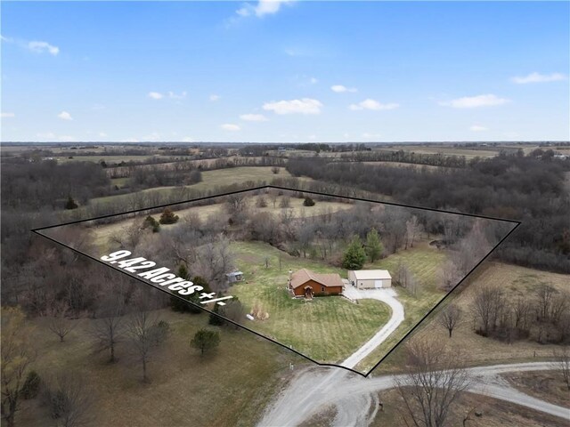 bird's eye view featuring a rural view