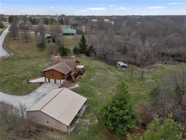 bird's eye view with a rural view