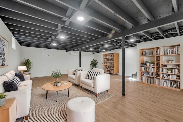 living room featuring light wood-style flooring