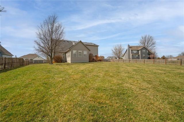 view of yard featuring a fenced backyard