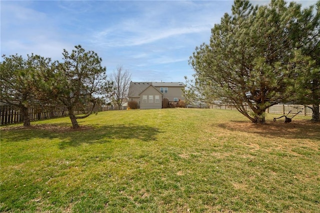 view of yard featuring a fenced backyard