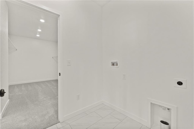 10612 N Jefferson St, Kansas City, MO 64155 - washroom featuring hookup for a washing machine, baseboards, hookup for an electric dryer, laundry area, and recessed lighting