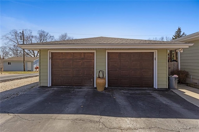 view of detached garage