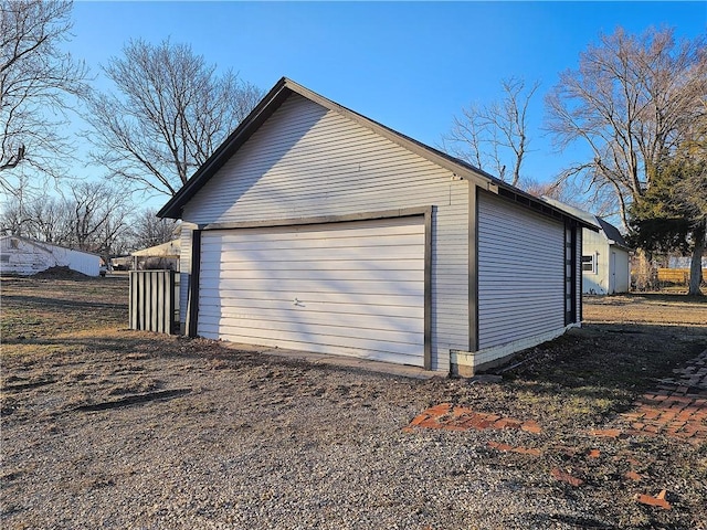 view of detached garage