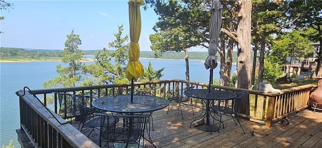 deck with a water view