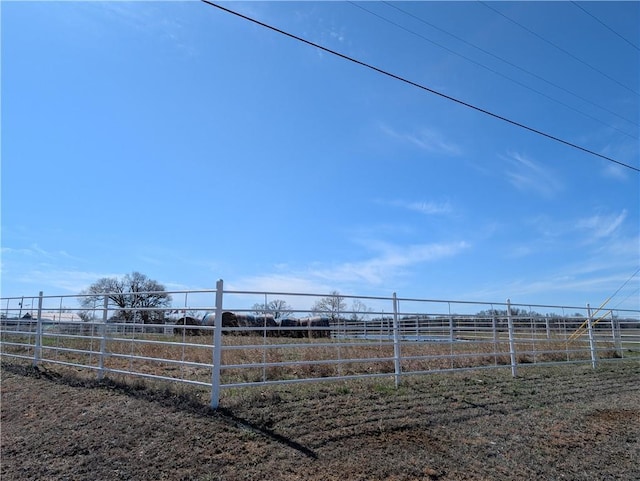 view of yard with a rural view and fence