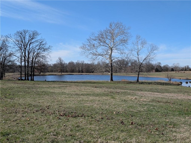 view of yard with a water view