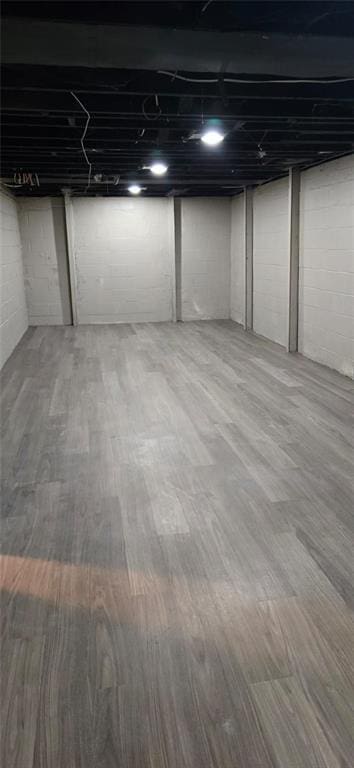 finished basement with wood finished floors
