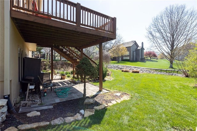 3015 SW 9th Ter, Lees Summit, MO 64081 - view of yard featuring stairway, a patio, and a wooden deck